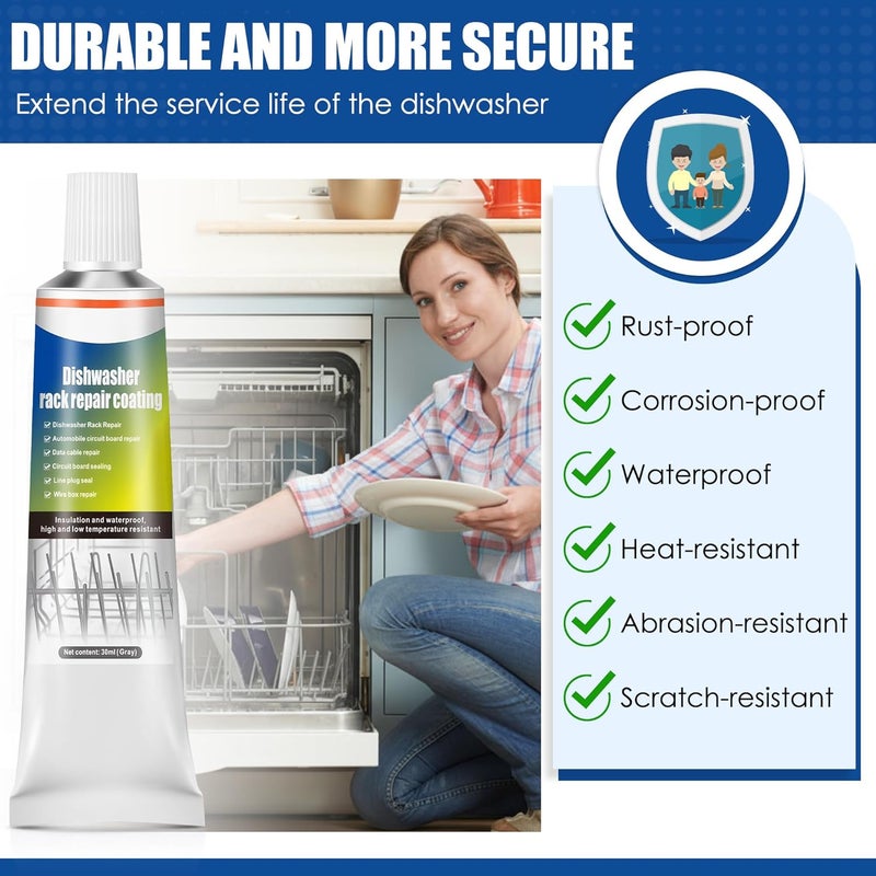 Avenuebool 1.7oz Dishwasher Rack Repair Coating, Grey Dishwasher Vinyl Rack Rust Touch Up Paint Kit, Insulation and Waterproof, High and Low Temperature Resistant - Image 5
